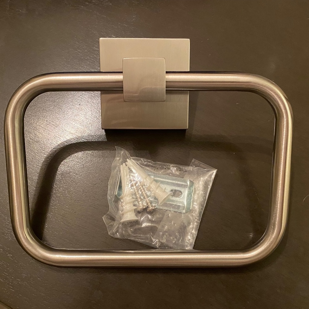 New w box: Brushed Nickel Rectangle Towel Ring